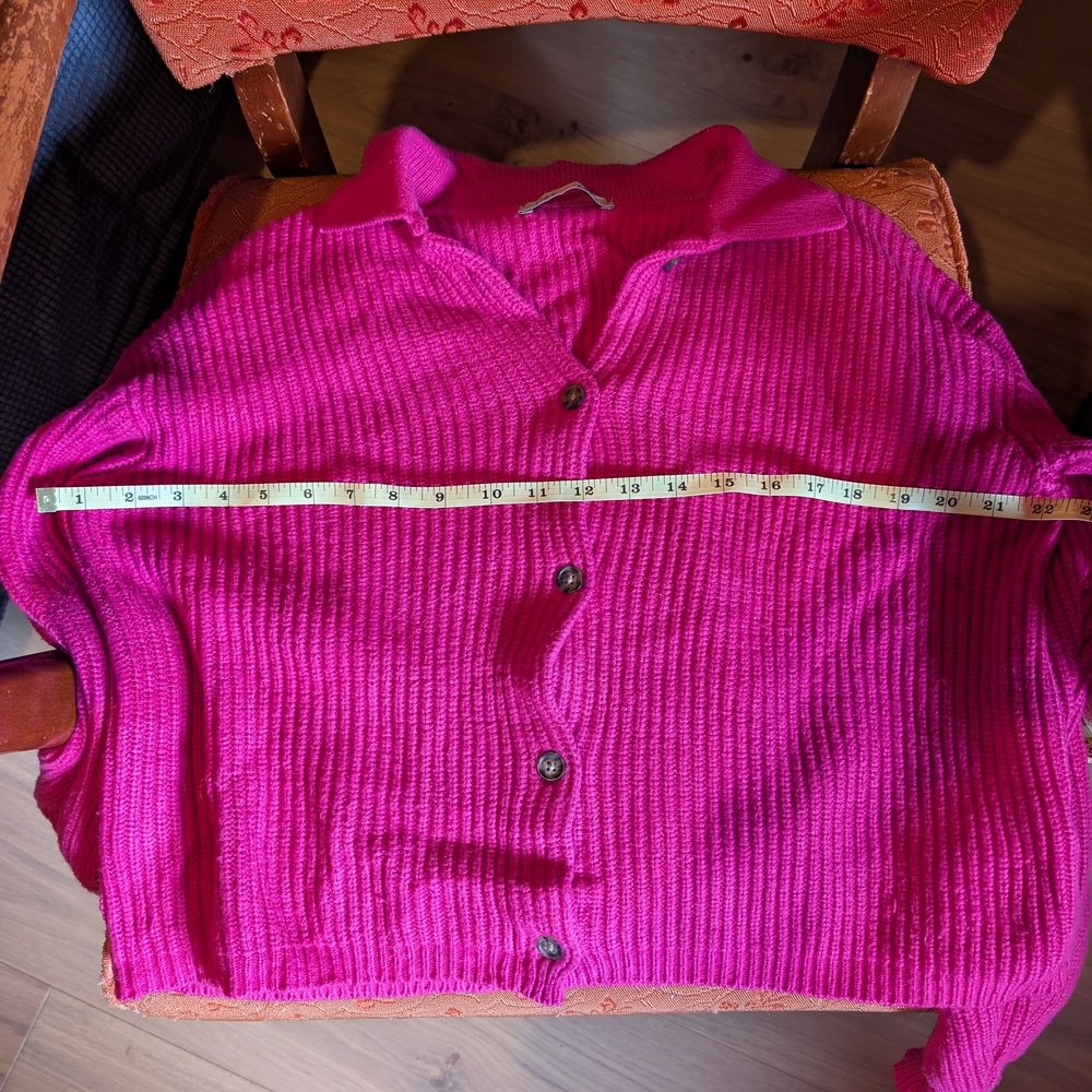 Dex Hot Pink Ribbed Cardigan - Picture 3 of 4